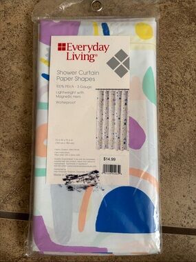 Everyday Living Peva Shower Curtain in “Paper Shapes”